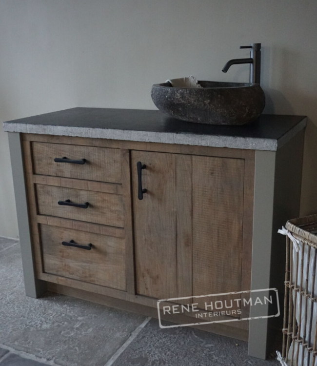 Rene Houtman Badkamermeubel | Verouderd Eiken | H85 x B120 x D55 cm