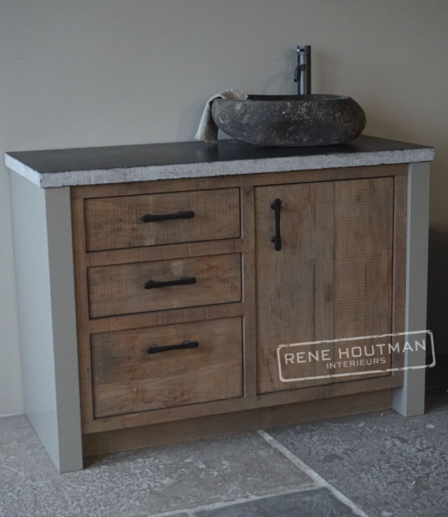 Rene Houtman Badkamermeubel | Verouderd Eiken | H85 x B120 x D55 cm