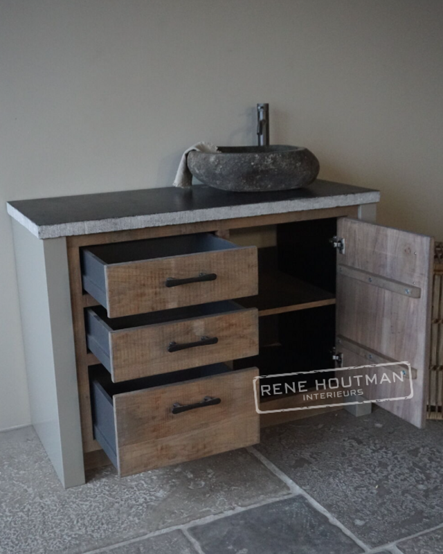 Rene Houtman Badkamermeubel | Verouderd Eiken | H85 x B120 x D55 cm