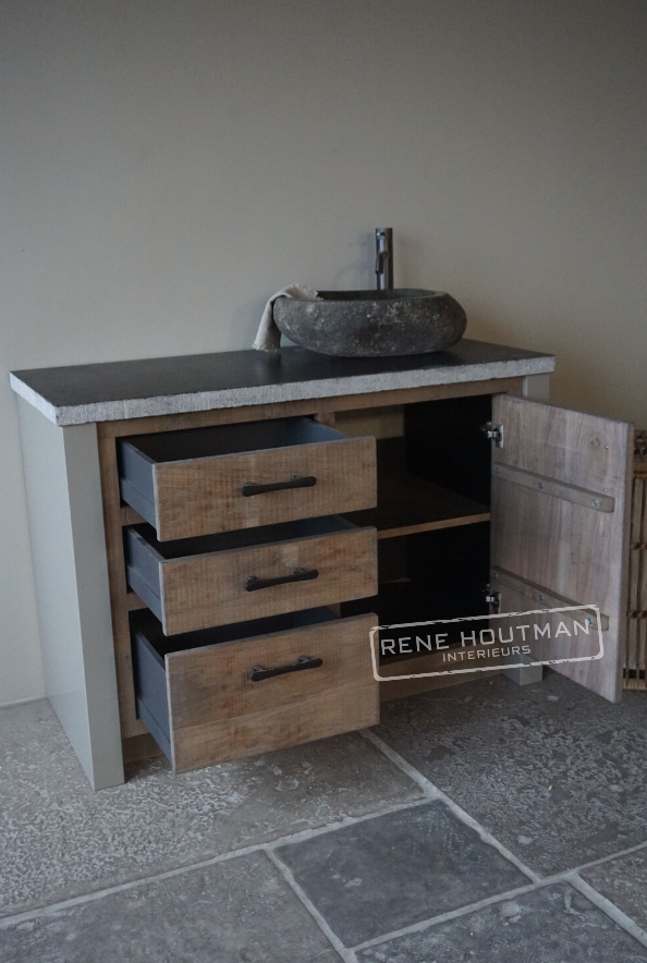Rene Houtman Badkamermeubel | Verouderd Eiken | H85 x B120 x D55 cm