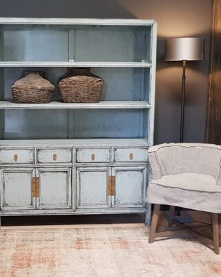Luksa Home Collection Landelijke Vintage Buffetkast | Grijs-Blauw