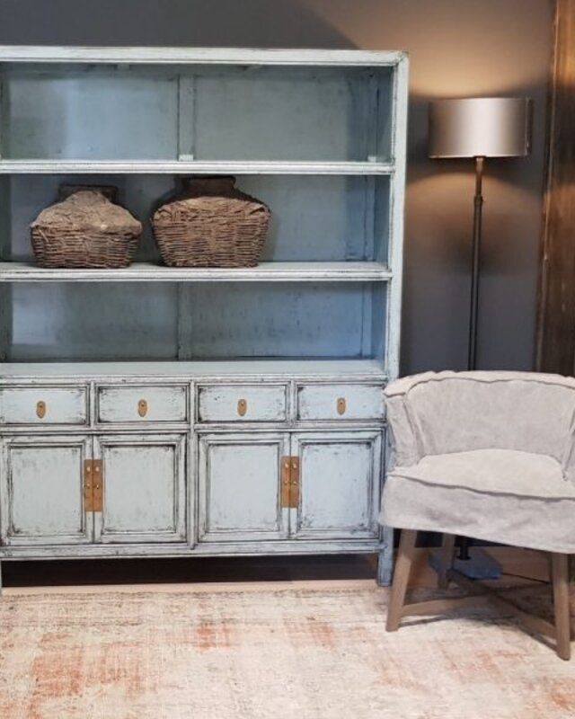 Luksa Home Collection Landelijke Vintage Buffetkast | Grijs-Blauw