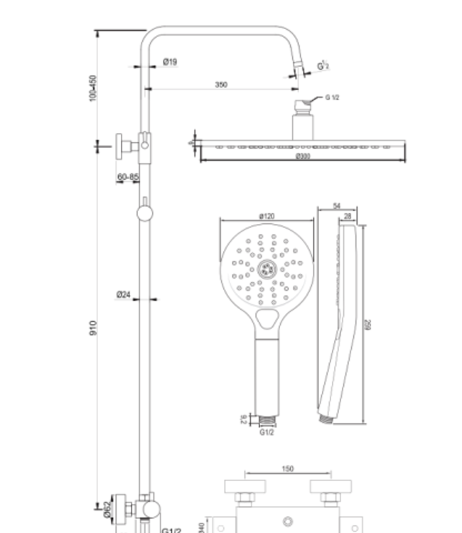 Brauer Edition Opbouw Doucheset - 6 Kleuren - Stel Samen