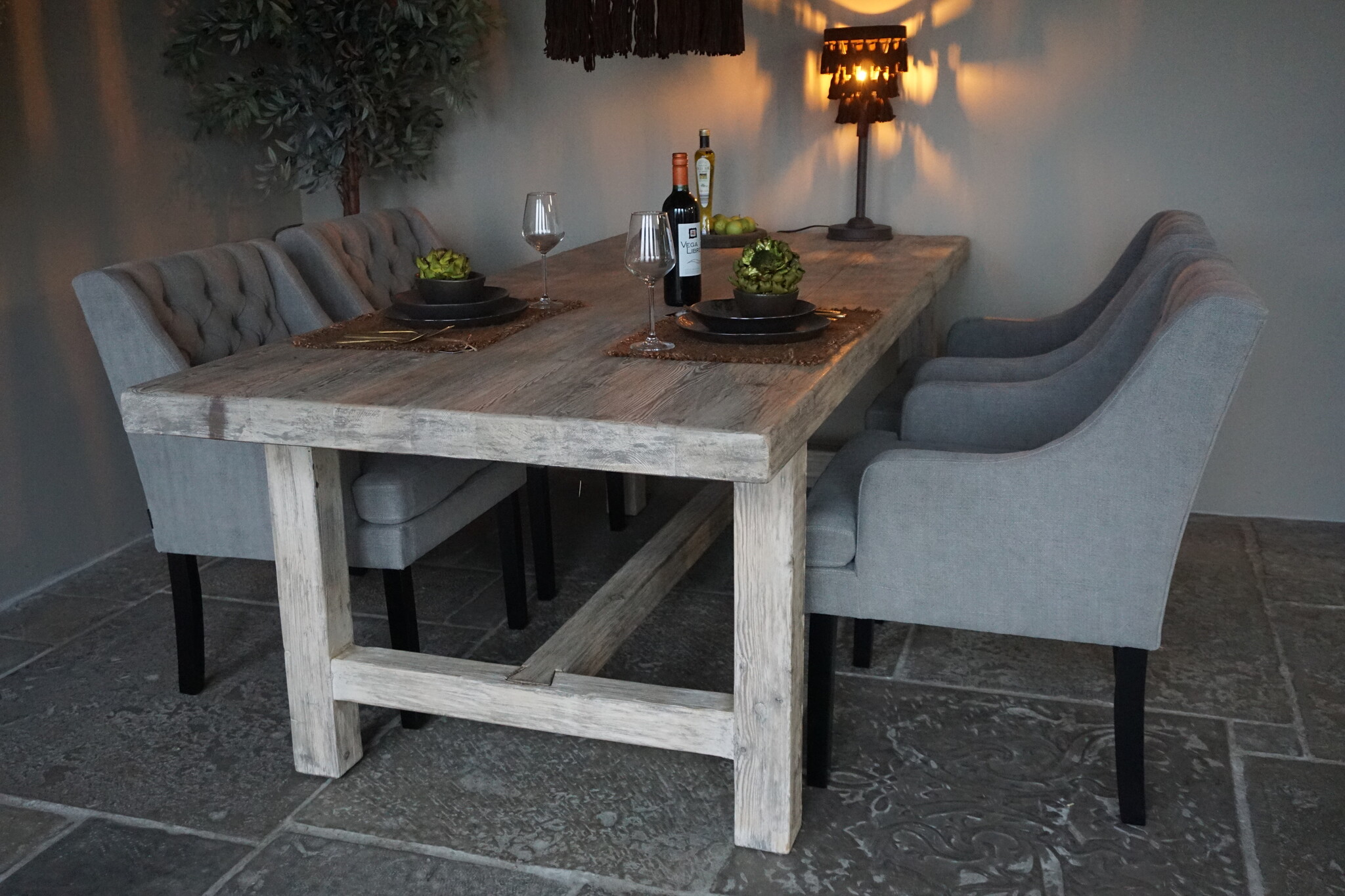 Luksa Home Collection Eetkamerstoel Doutzen Grijs/Taupe Set Van 4 - Uitlopend