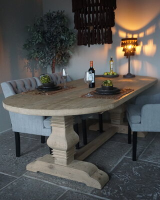 Rene Houtman Kloostertafel Ovaal | Naturel Grenen | H79 x B240 x D110 cm