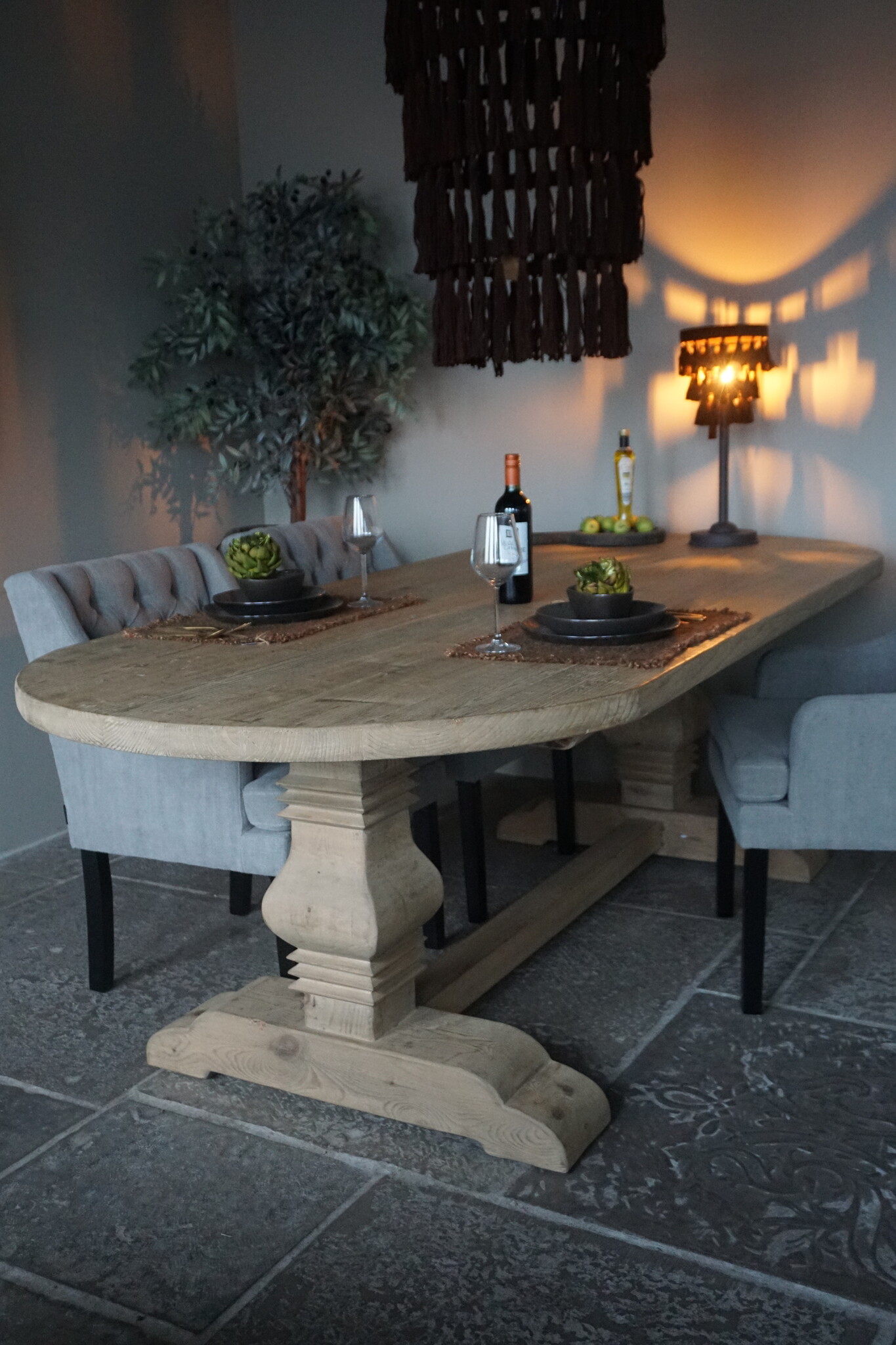 Rene Houtman Kloostertafel Ovaal | Naturel Grenen | H79 x B240 x D110 cm