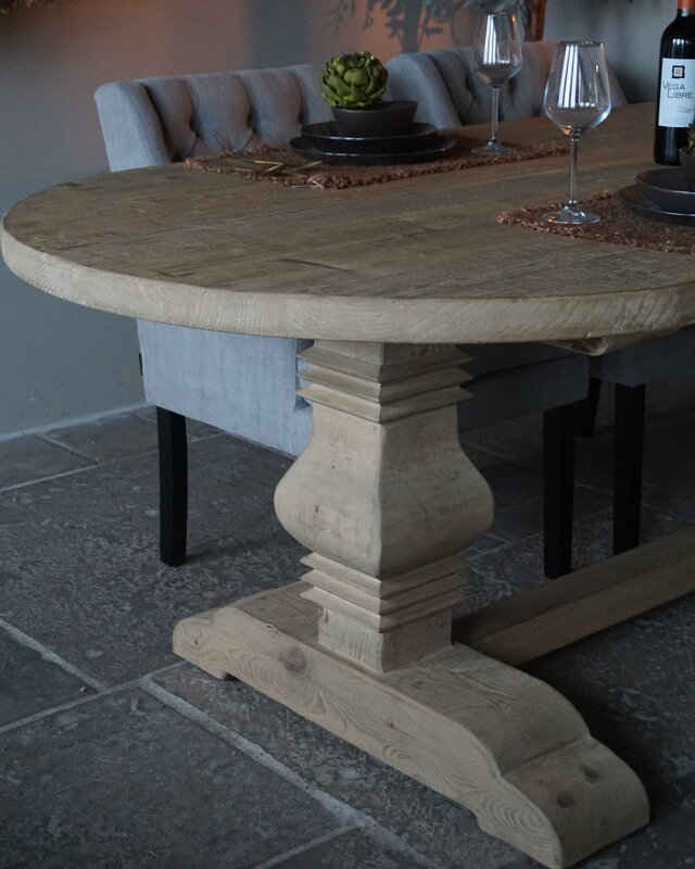 Rene Houtman Kloostertafel Ovaal | Naturel Grenen | H79 x B240 x D110 cm