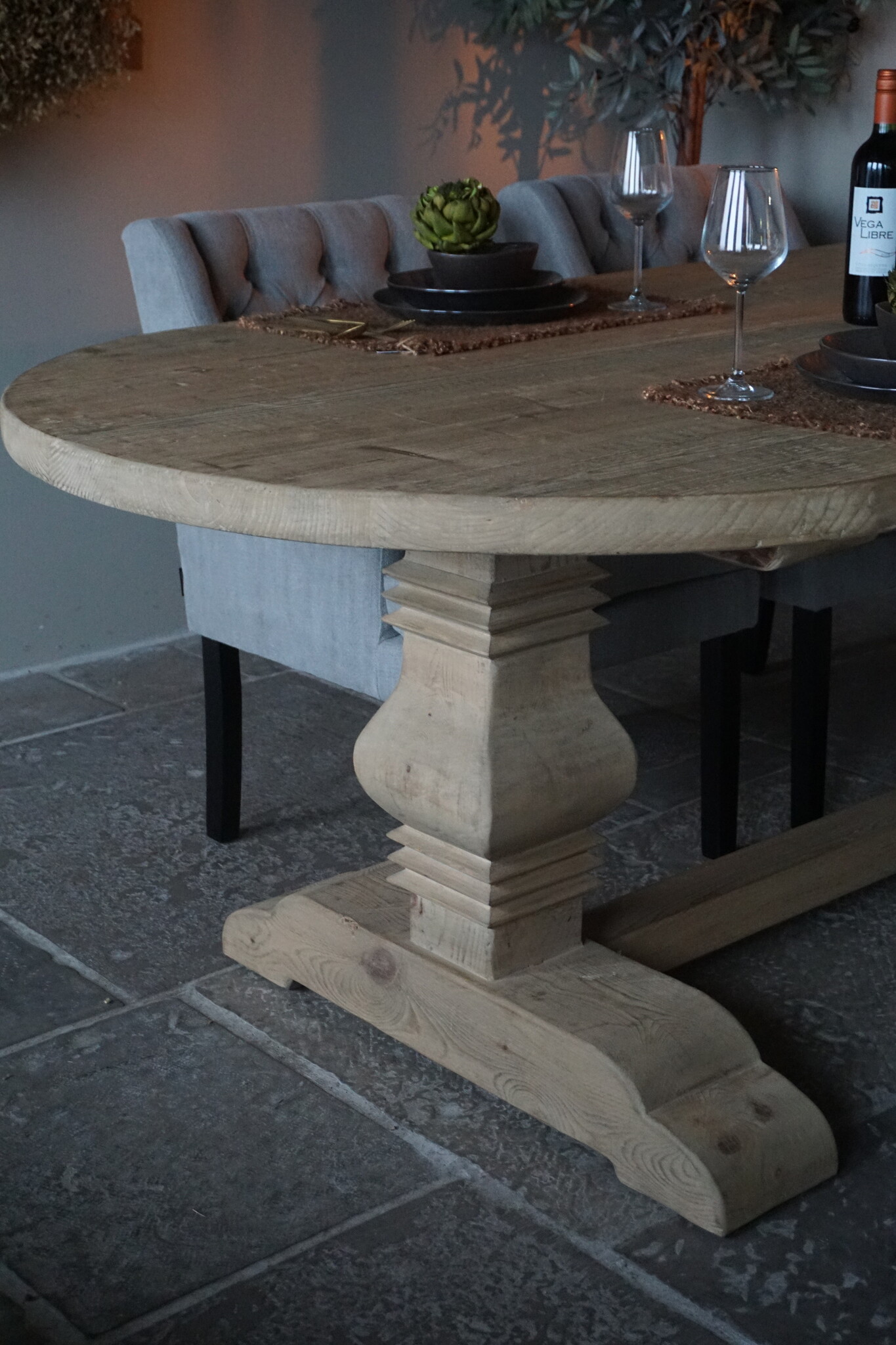 Rene Houtman Kloostertafel Ovaal | Naturel Grenen | H79 x B240 x D110 cm
