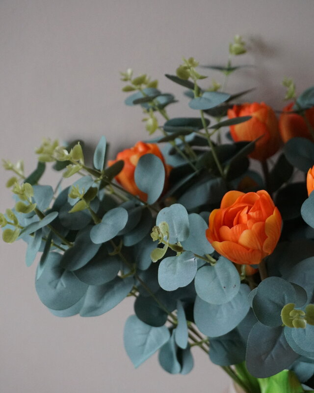 Rene Houtman Kunstbloemen Zijden Boeket | Real Touch Tulpen En Eucalyptus | H45 cm