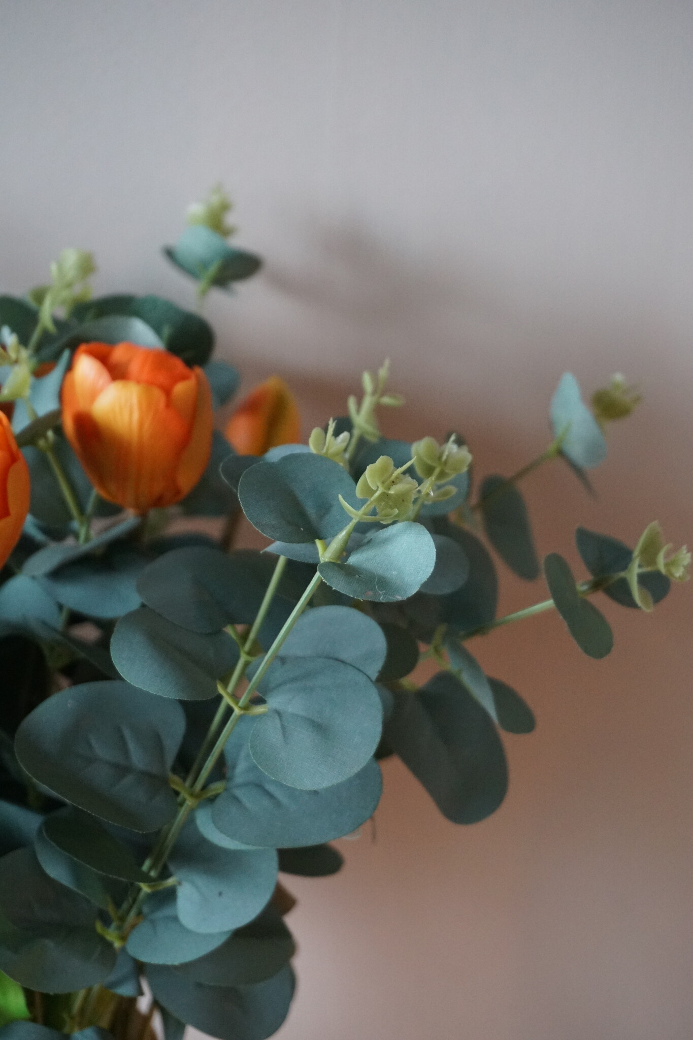 Rene Houtman Kunstbloemen Zijden Boeket | Real Touch Tulpen En Eucalyptus | H45 cm