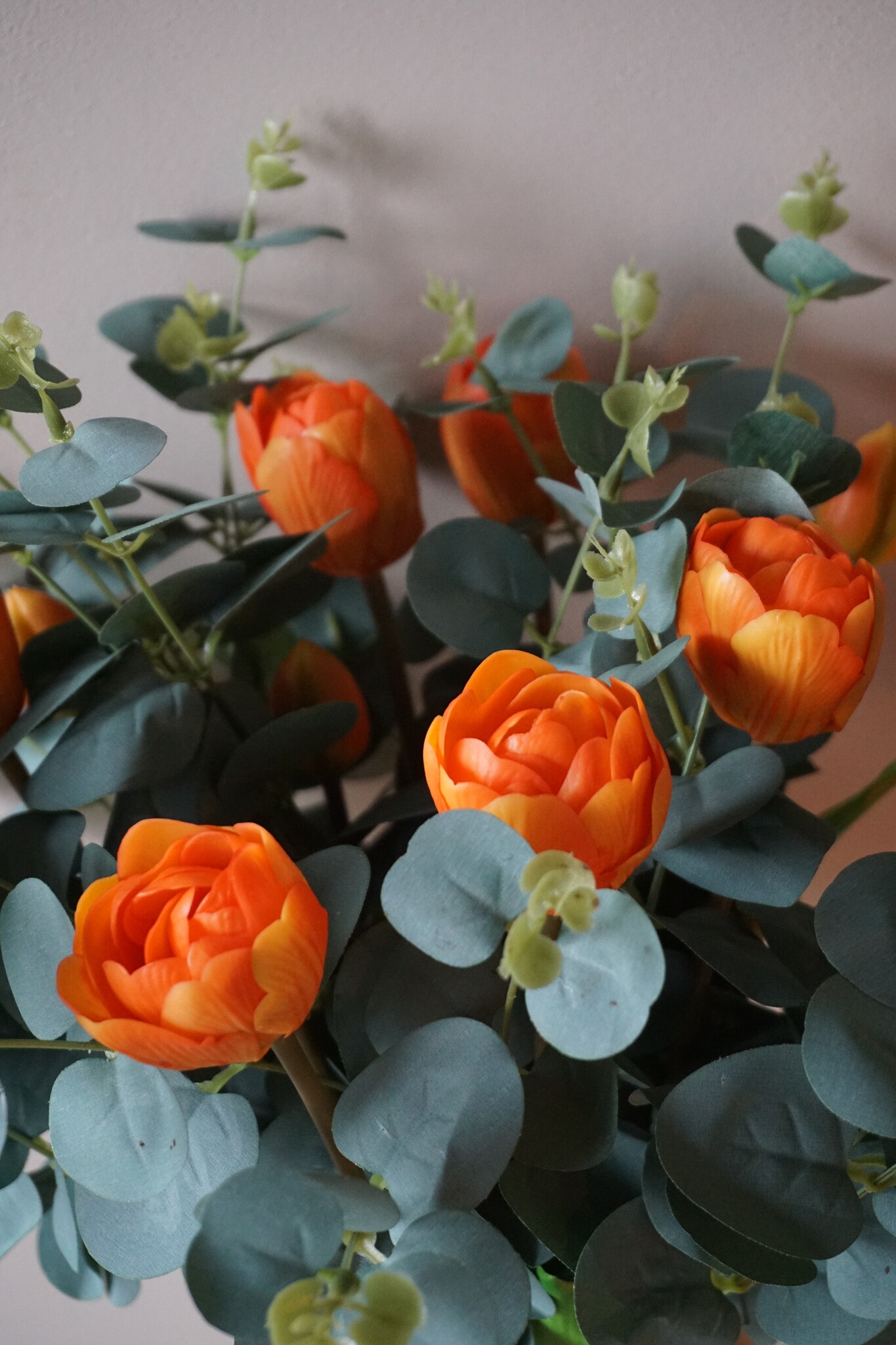 Rene Houtman Kunstbloemen Zijden Boeket | Real Touch Tulpen En Eucalyptus | H45 cm