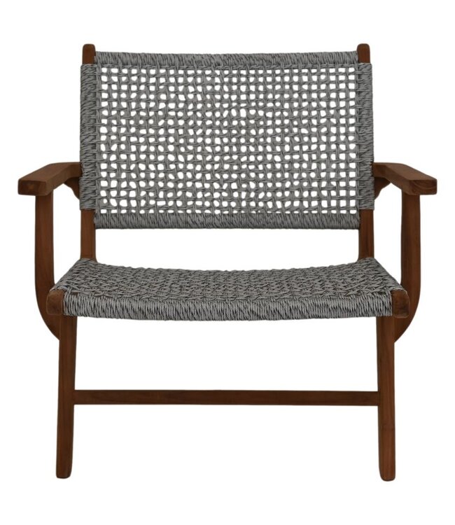 HSM Collection Tuin stoel Rio met armleuning- 80x80x67 - wit/naturel - Teak/bananenblad