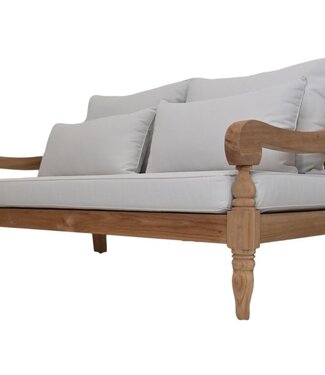 HSM Collection Bahama sofa 2,5-zits incl kussenset - 150x95x80 - Naturel/wit -  teak