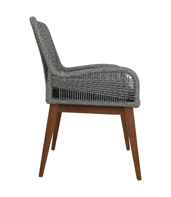 HSM Collection Tuinstoel Coco incl. kussen - 60x64x87 - grijs/naturel - Teak/banana