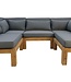 HSM Collection Lounge hoekmodule met kussens Aruba - Teak - Naturel/grijs