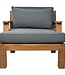 HSM Collection Tuin Sofa met armsteun en kussenset - 80x79x83 - Naturel/grijs - Teak