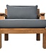 HSM Collection Tuin Sofa met armsteun en kussenset - 80x79x83 - Naturel/grijs - Teak