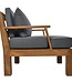 HSM Collection Tuin Sofa met armsteun en kussenset - 80x79x83 - Naturel/grijs - Teak