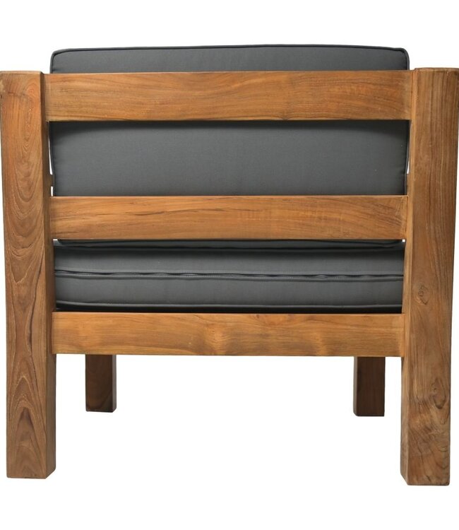 HSM Collection Tuin Sofa met armsteun en kussenset - 80x79x83 - Naturel/grijs - Teak