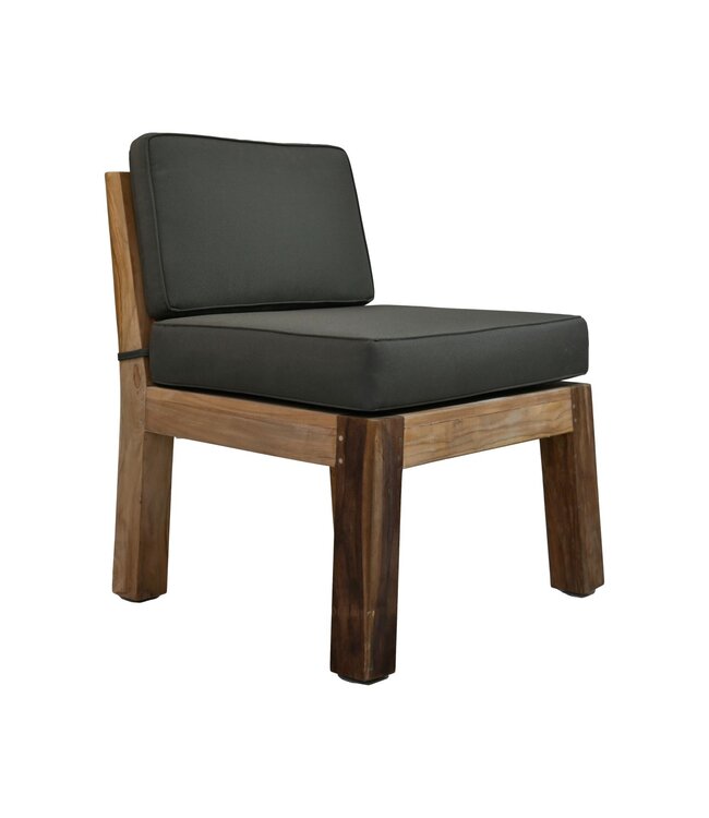 HSM Collection Tuinstoel Aruba incl. kussens - 67x68x75 - Naturel/grijs - Teak/stof