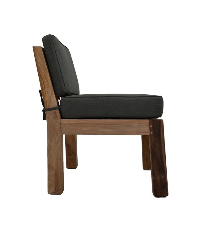 HSM Collection Tuinstoel Aruba incl. kussens - 67x68x75 - Naturel/grijs - Teak/stof