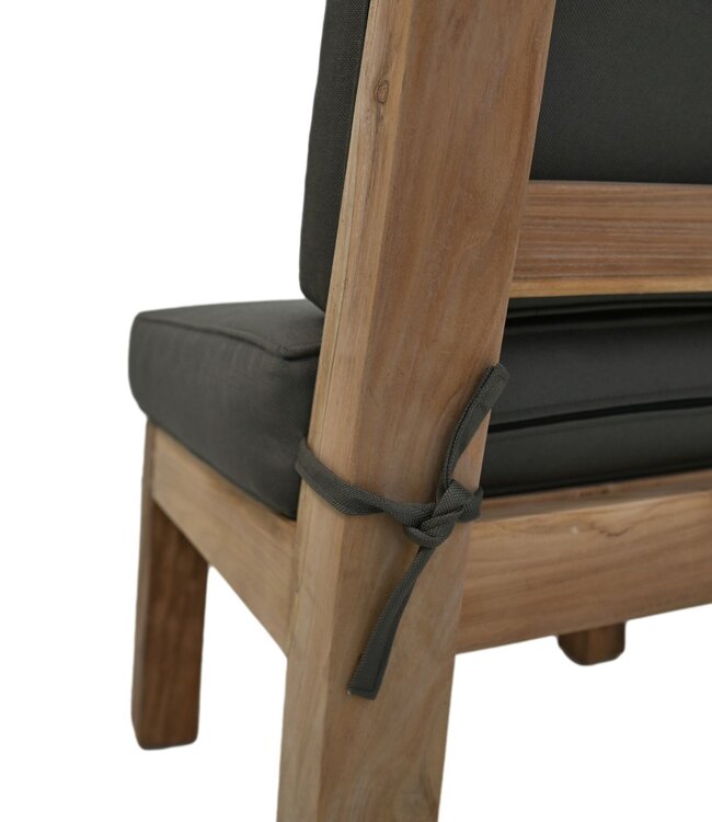 HSM Collection Tuinstoel Aruba incl. kussens - 67x68x75 - Naturel/grijs - Teak/stof