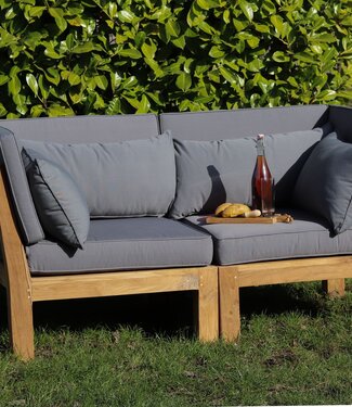 HSM Collection Tuin 2-zits loungeset modulair Aruba (incl. kussens) - 2-delig - Hout - Bruin
