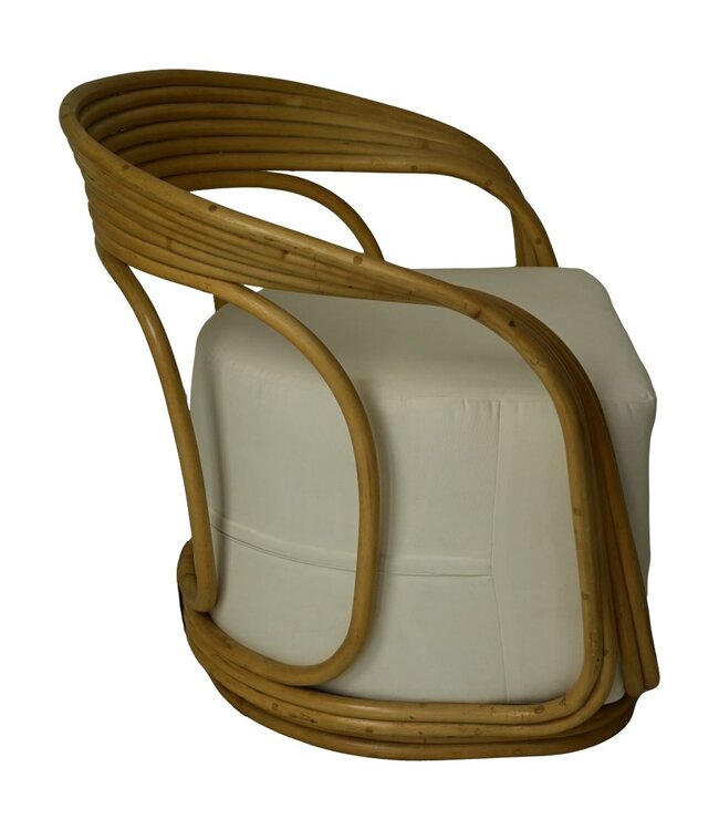 HSM Collection Tuinstoel Charly met kussen - 65x85x42/71  - Naturel/wit - teak