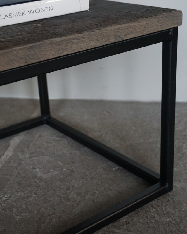 Rene Houtman Salontafel Ijzeren Onderstel | Oud Eikenhout | Kies Maat