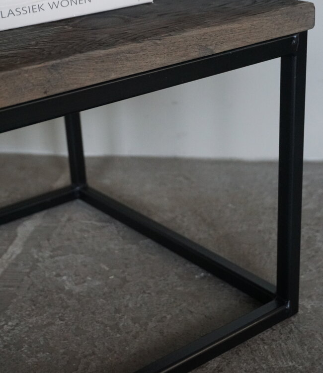 Rene Houtman Salontafel Ijzeren Onderstel | Oud Eikenhout | Kies Maat