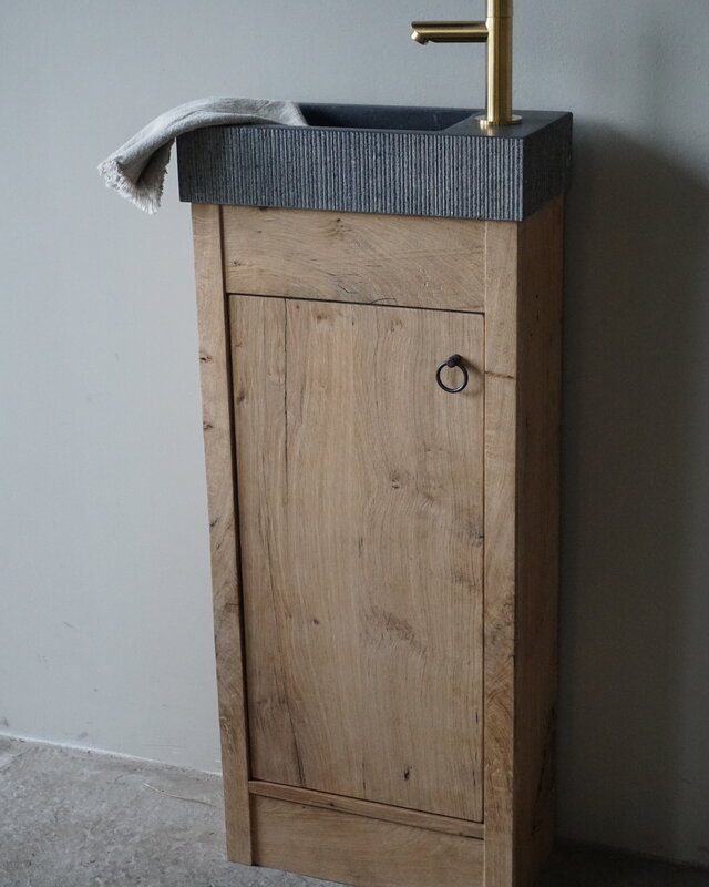 Rene Houtman Toiletmeubel oud eikenhout landelijk geschaafd - 1 deur - 90 cm