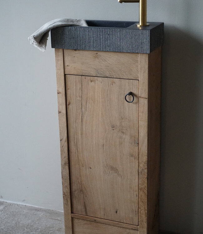 Rene Houtman Toiletmeubel oud eikenhout landelijk geschaafd - 1 deur - 90 cm