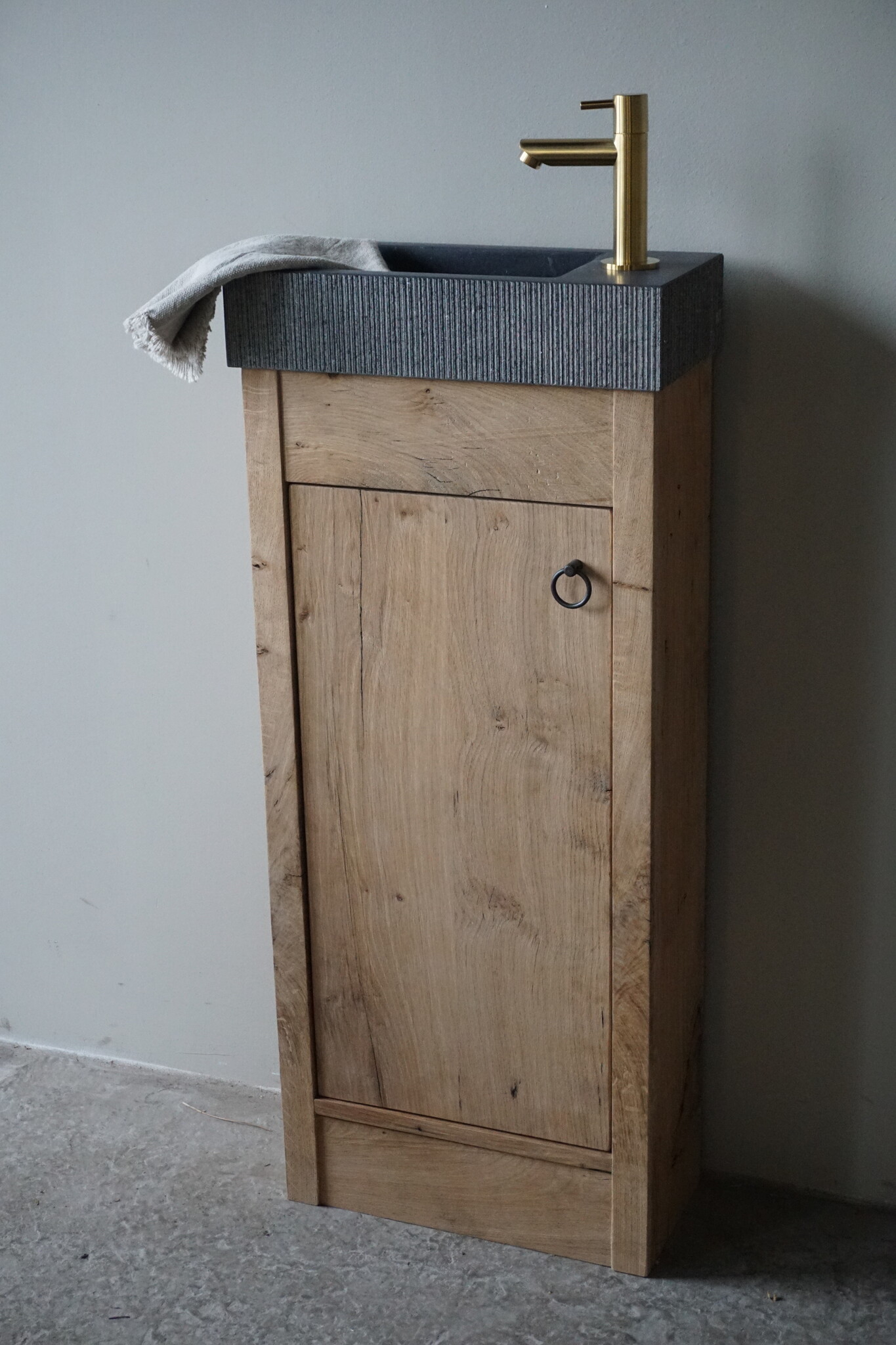 Rene Houtman Toiletmeubel oud eikenhout landelijk geschaafd - 1 deur - 90 cm