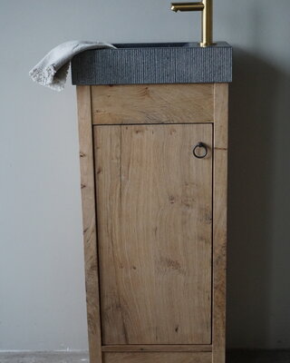 Rene Houtman Toiletmeubel oud eikenhout landelijk geschaafd - 1 deur - 90 cm