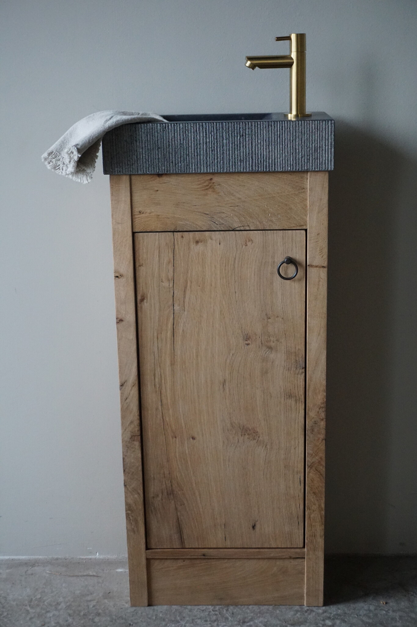 Rene Houtman Toiletmeubel oud eikenhout landelijk geschaafd - 1 deur - 90 cm