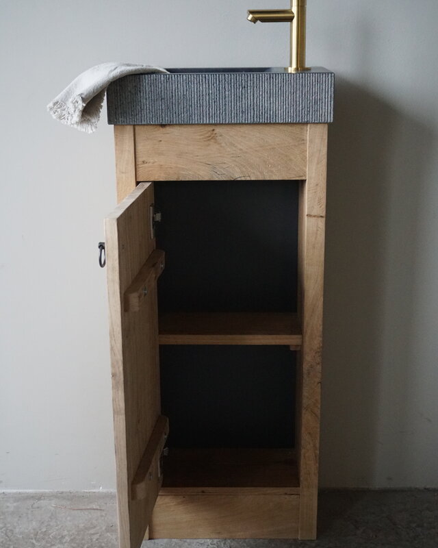 Rene Houtman Toiletmeubel oud eikenhout landelijk geschaafd - 1 deur - 90 cm