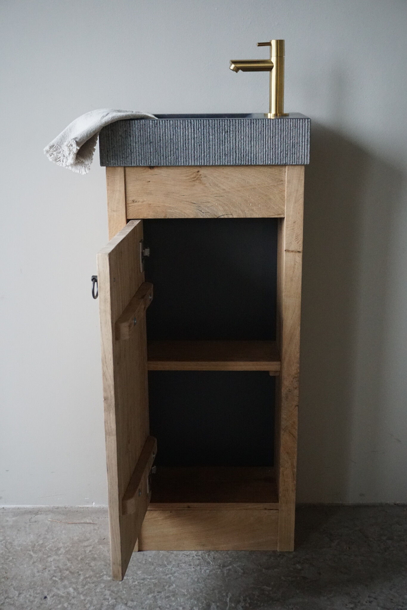 Rene Houtman Toiletmeubel oud eikenhout landelijk geschaafd - 1 deur - 90 cm