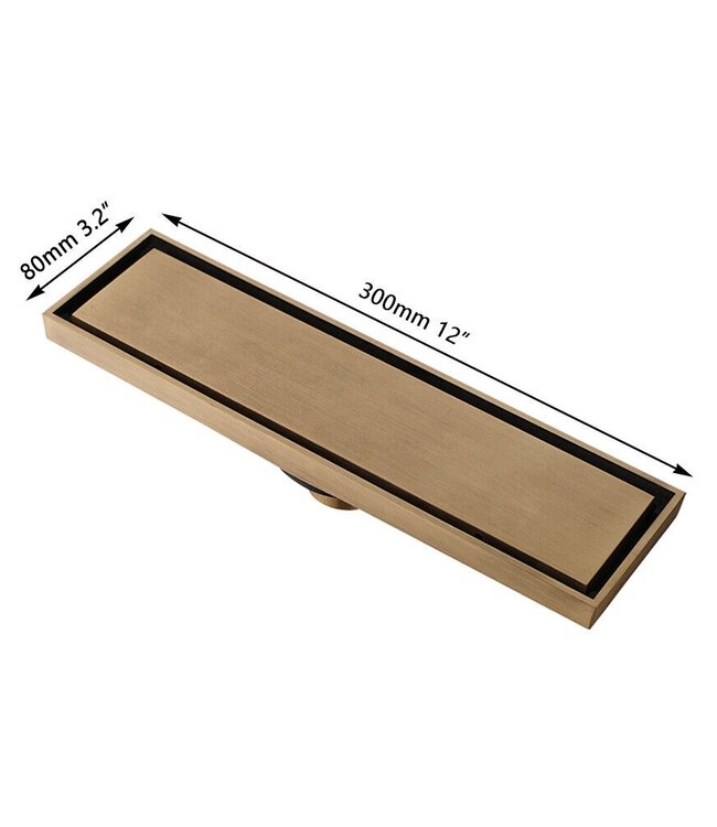 Rene Houtman Bronskleurige 30 cm douchegoot met stankafsluiter