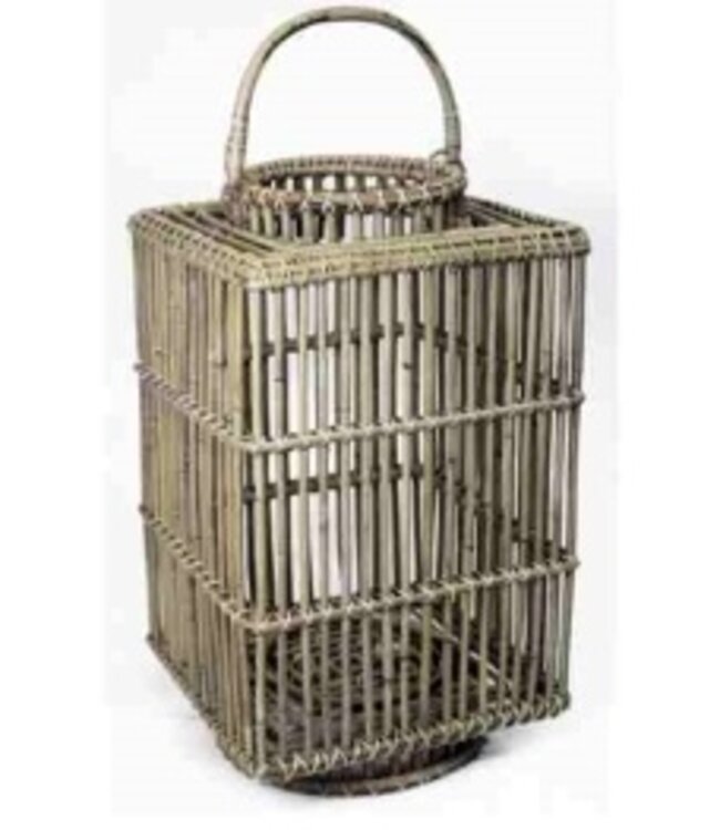 Rene Houtman Windlicht Rattan | Grey | H50 x B27 x D27 Cm