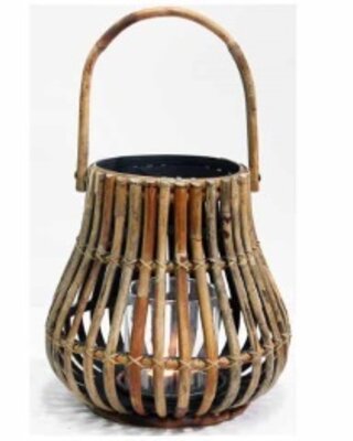 Rene Houtman Windlicht/Lantaarn | Naturel/Donker Grijs | H35 x D37 Cm