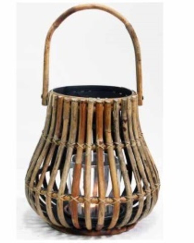 Rene Houtman Windlicht/Lantaarn | Naturel/Donker Grijs | H35 x D37 Cm