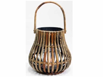 Rene Houtman Windlicht/Lantaarn | Naturel/Donker Grijs | H35 x D37 Cm