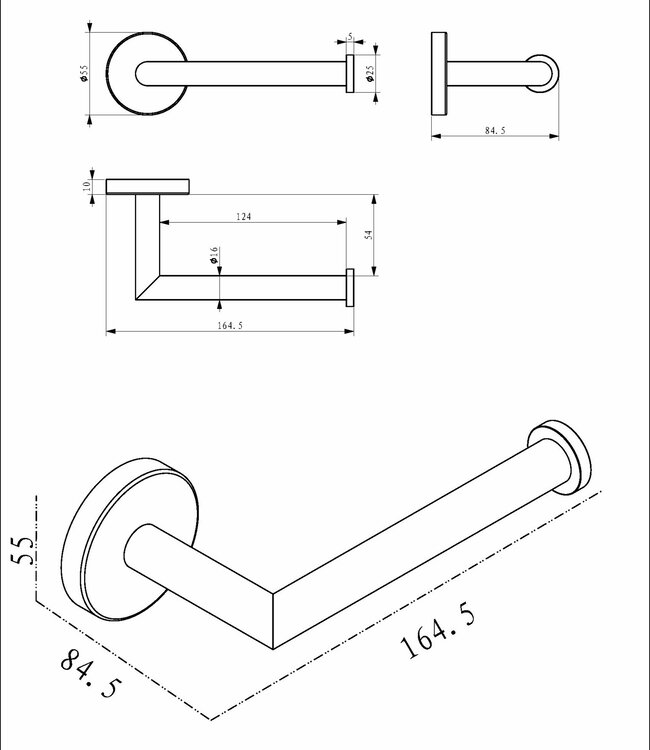 Wiesbaden Alonzo Toiletrolhouder - Veel Kleuren!