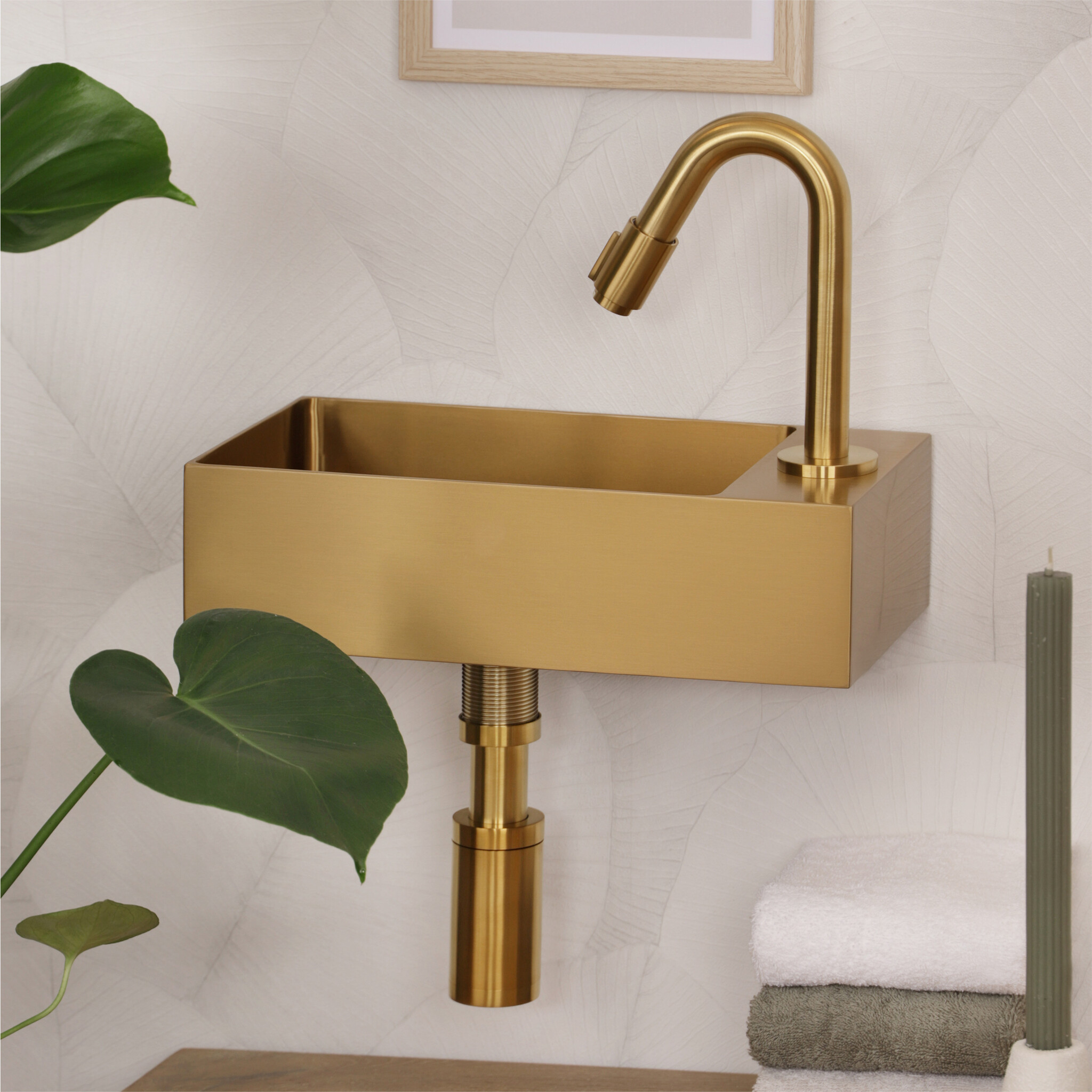 Differnz Fontein | RVS | Goud | H9 x B36,5 x D18 cm