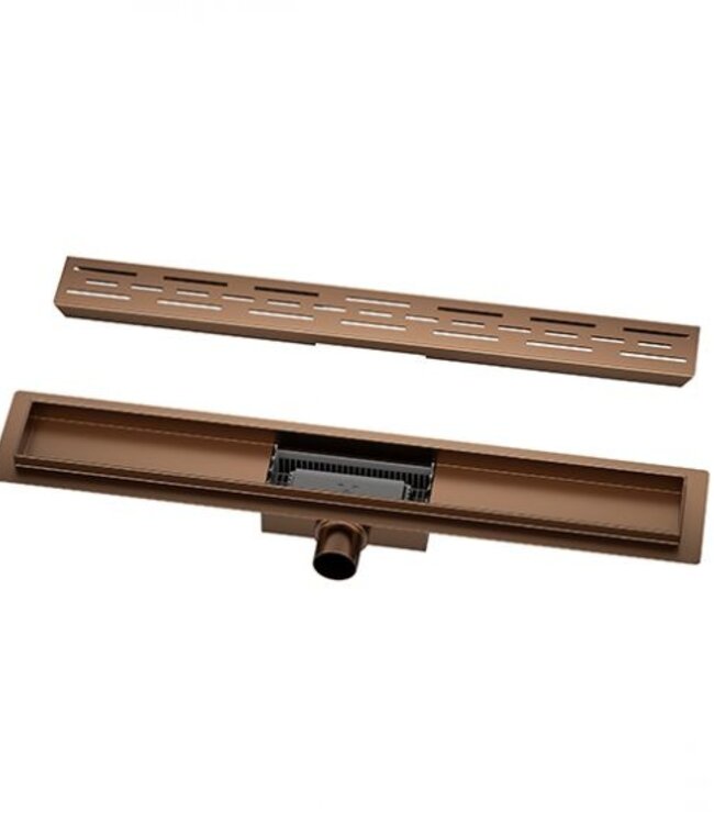 Wiesbaden Douchegoot Met Flens en Rooster | Geborsteld Brons Koper