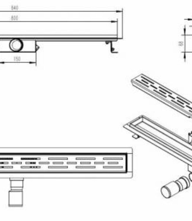 Wiesbaden Douchegoot | L80 x B7 Cm | Geborsteld Brons Koper