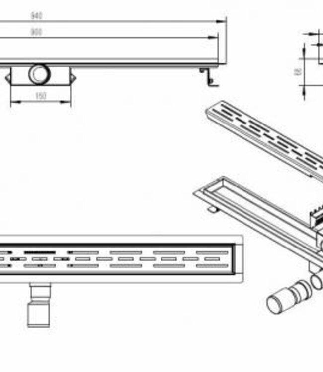 Wiesbaden Douchegoot | L90 x B7 Cm | Geborsteld Brons Koper