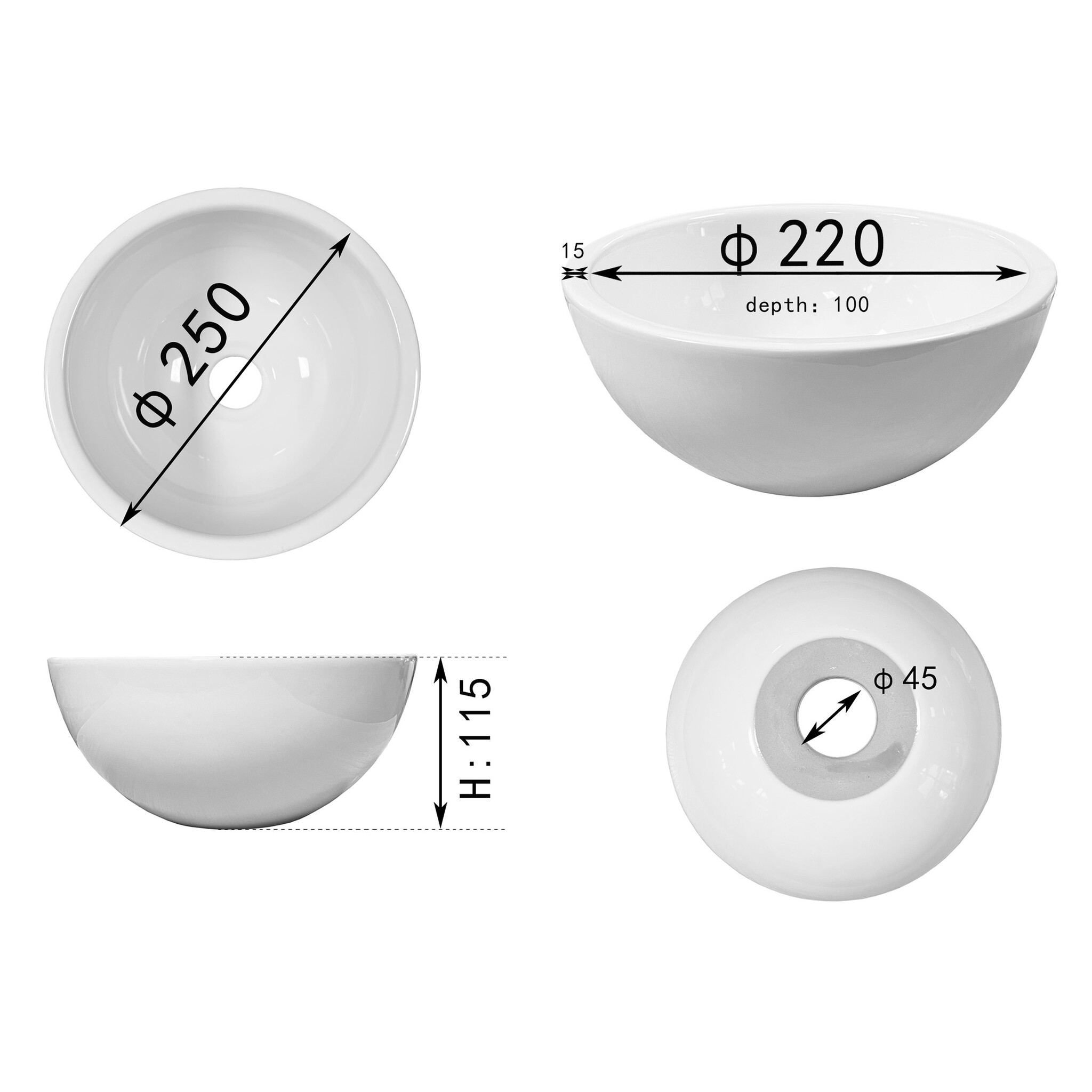 Differnz Waskom Ruz | Keramiek | Mat Wit | H11,5 x Ø 25 Cm