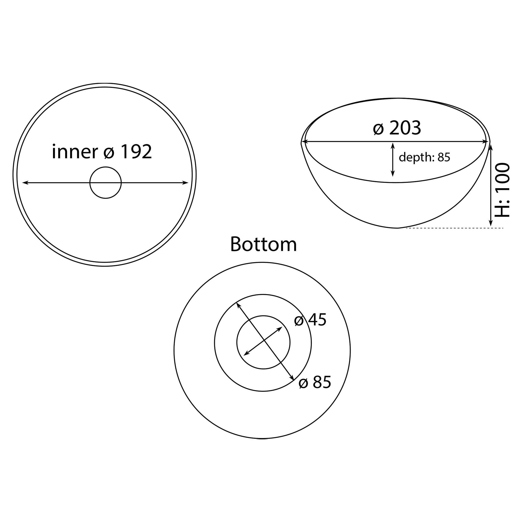 Differnz Waskom Boomer | Keramiek | Zwart | H10 x Ø20 Cm