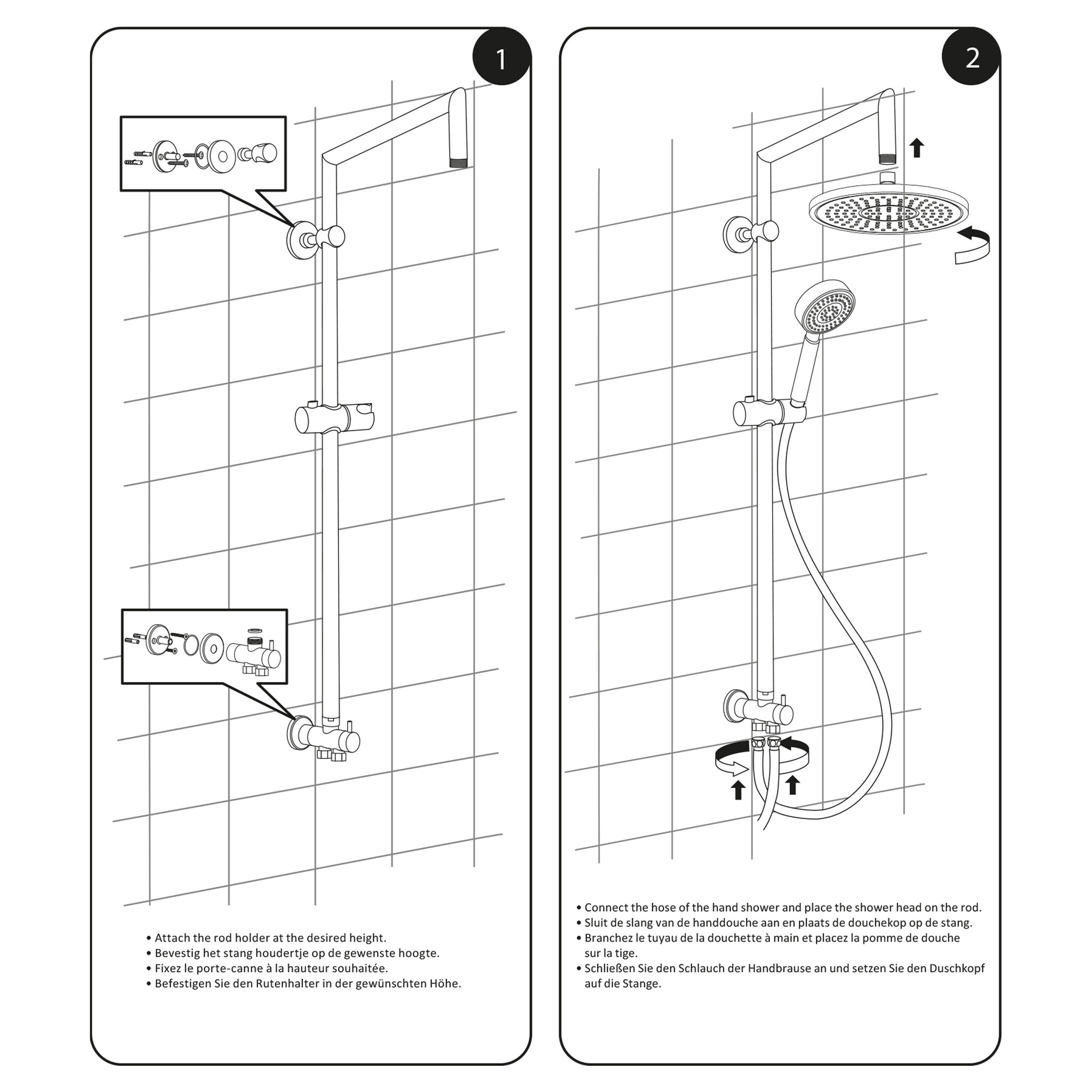 Differnz Doucheset Topline | Chroom | H97 x Ø25 Cm